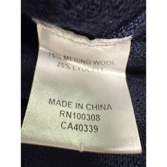 Peter Millar Crown Navy Merino Wool Sweater Ivanhoe Logo LARGE - Picture 9 of 9